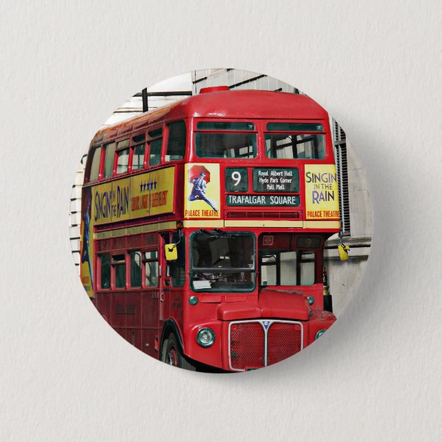 Vintage London Bus 6 Cm Round Badge (Front)