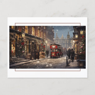 Vintage London Christmas Street Scene  Postcard
