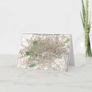 Vintage London City Plan Old Antique Card