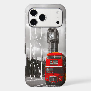 Vintage London City Red Bus Big Ben Typography