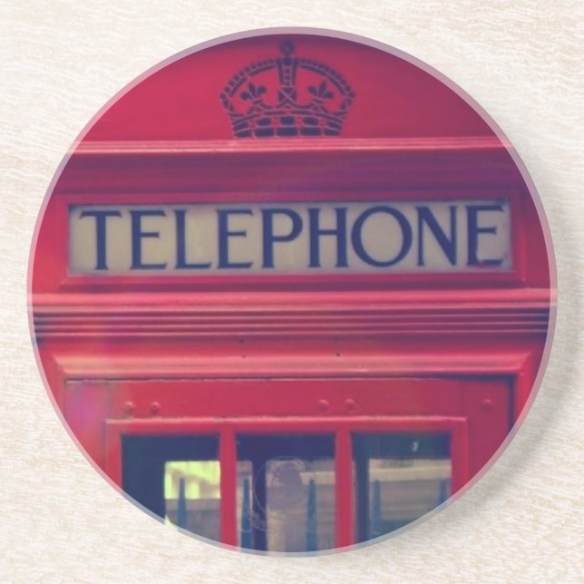 Vintage London City Red Public Telephone Booth Coaster (Front)