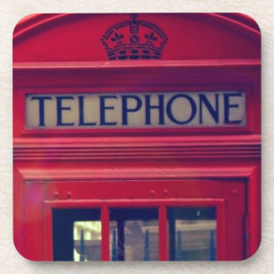 Vintage London City Red Public Telephone Booth Coaster