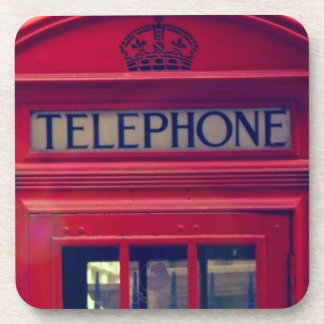 Vintage London City Red Public Telephone Booth Coaster