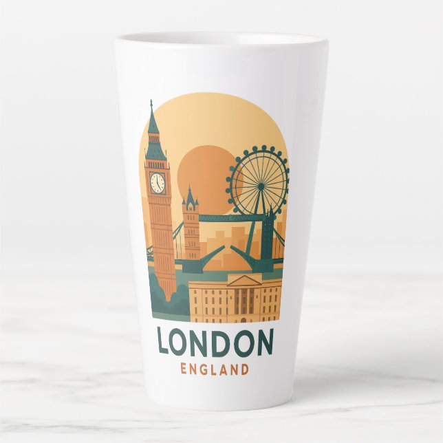 Vintage London England Travel Latte Mug – Retro  (Front)