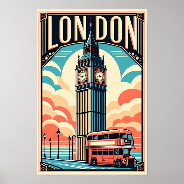 Vintage London England Travel Poster  (Front)