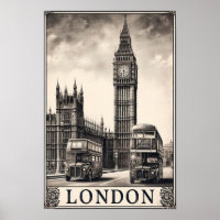 Vintage London England Travel Poster 