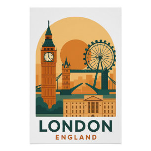 Vintage London England Travel Poster – Retro