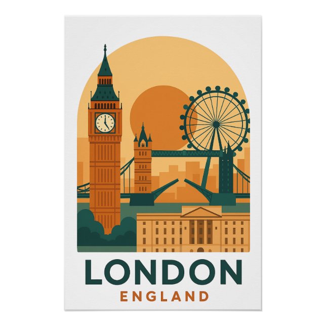 Vintage London England Travel Poster – Retro  (Front)