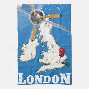 Vintage London, England Travel Poster Tea Towel