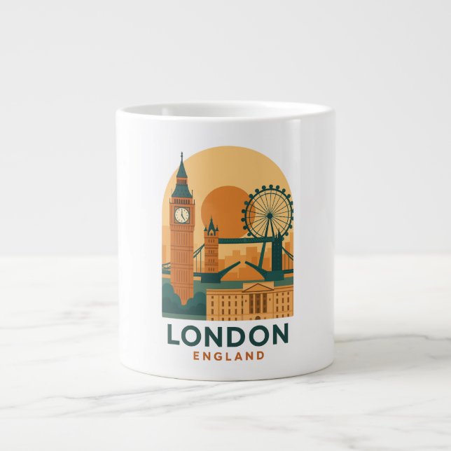 Vintage London England Travel Retro  Large Coffee Mug (Front)