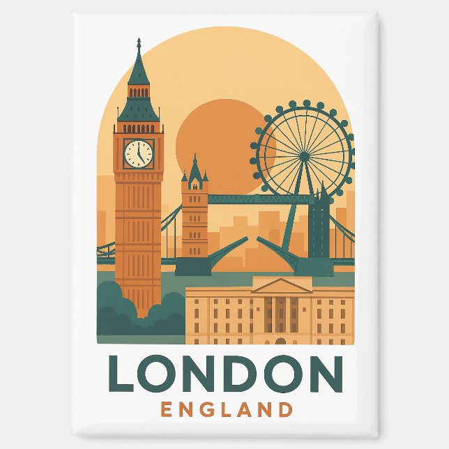Vintage London England Travel | Retro  Magnet (Front)
