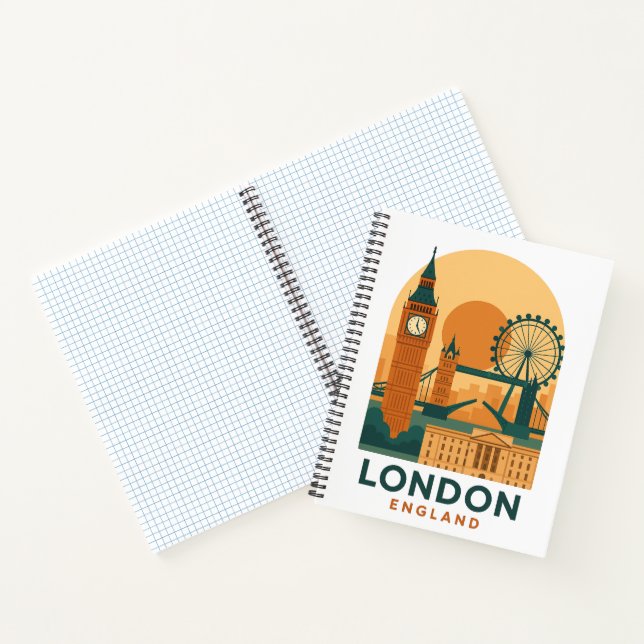 Vintage London England Travel | Retro  Notebook (Inside)