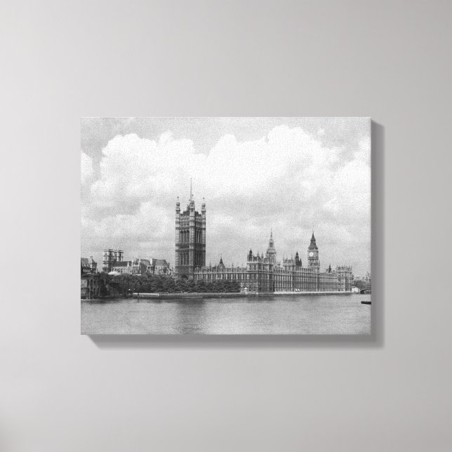 Vintage London, Houses of Parliament 1904 Canvas Print (Front)