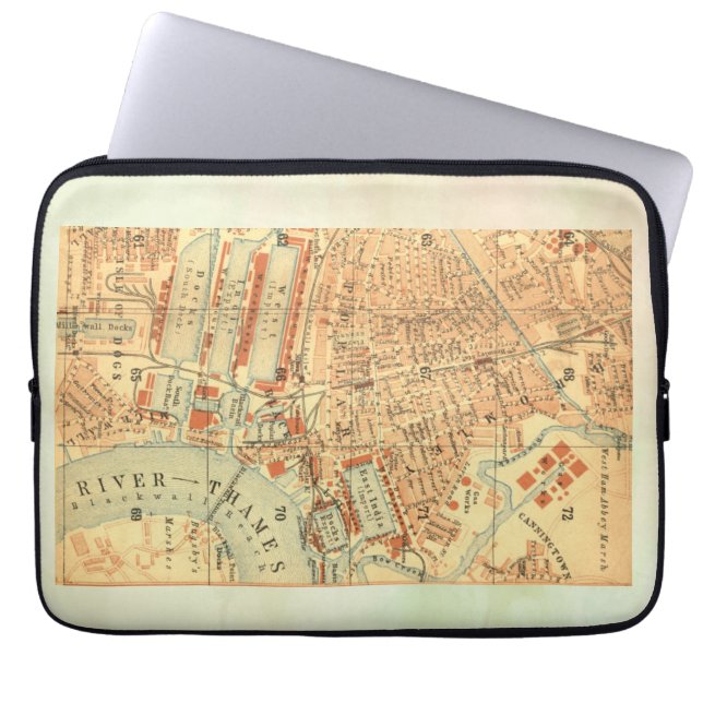 Vintage London Map Laptop Sleeve (Front)