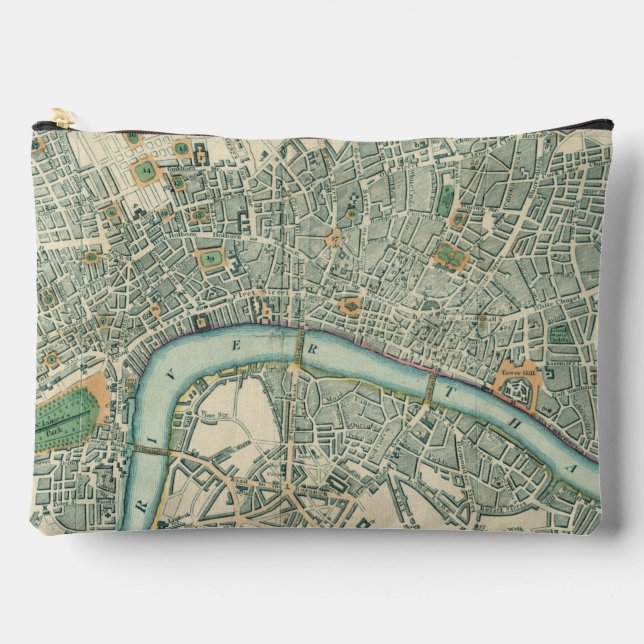 Vintage London Map Toiletry Bag (Front)