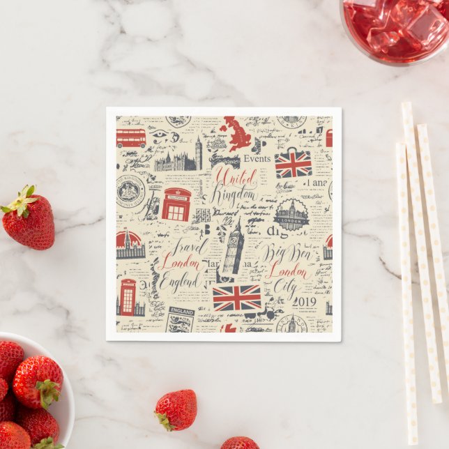 Vintage London Paper Napkins (Insitu)