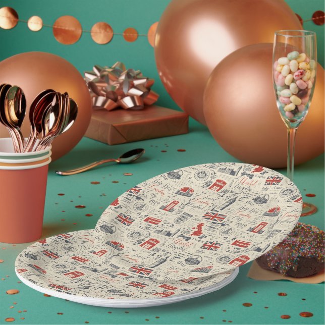 Vintage London Paper Plates (Multi)