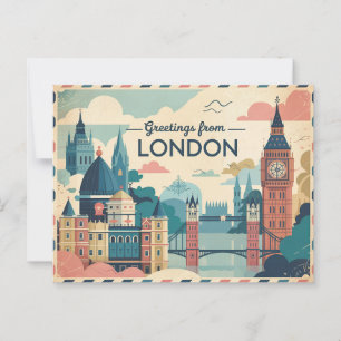 Vintage London Postcard   Greetings from London
