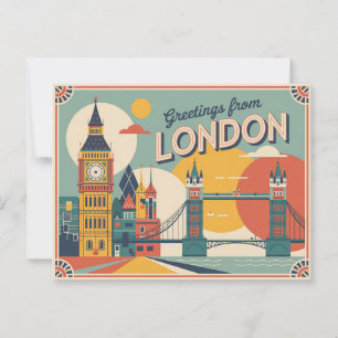 Vintage London Postcard   Greetings from London