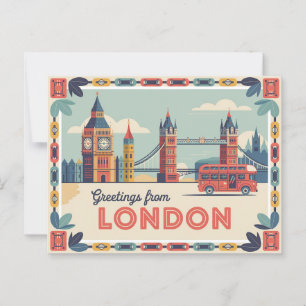 Vintage London Postcard   Greetings from London