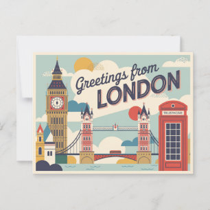 Vintage London Postcard   Greetings from London
