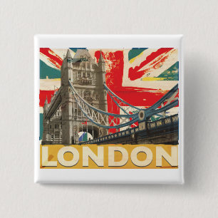 Vintage London Poster 15 Cm Square Badge