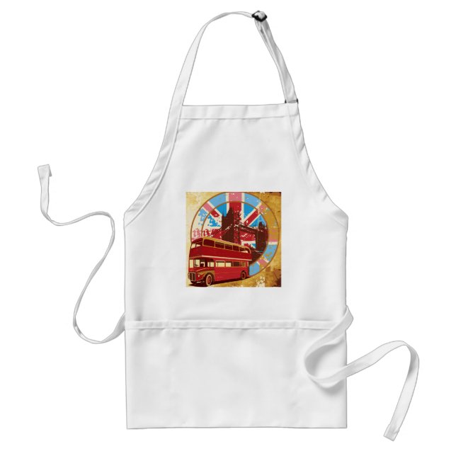 Vintage London Red Double Decker Bus Standard Apron (Front)