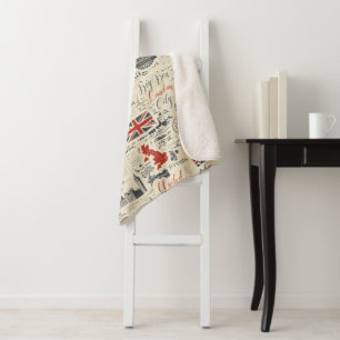 Vintage London Sherpa Blanket