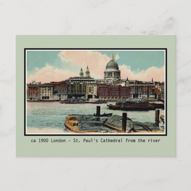 Vintage London St. Paul's Cathedral from Thames Postcard (Front)