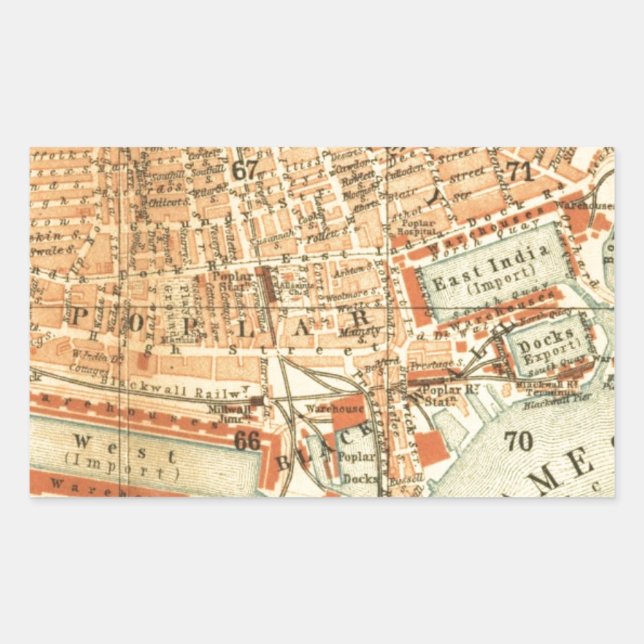 Vintage London Street Map Rectangular Sticker (Front)