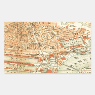 Vintage London Street Map Rectangular Sticker