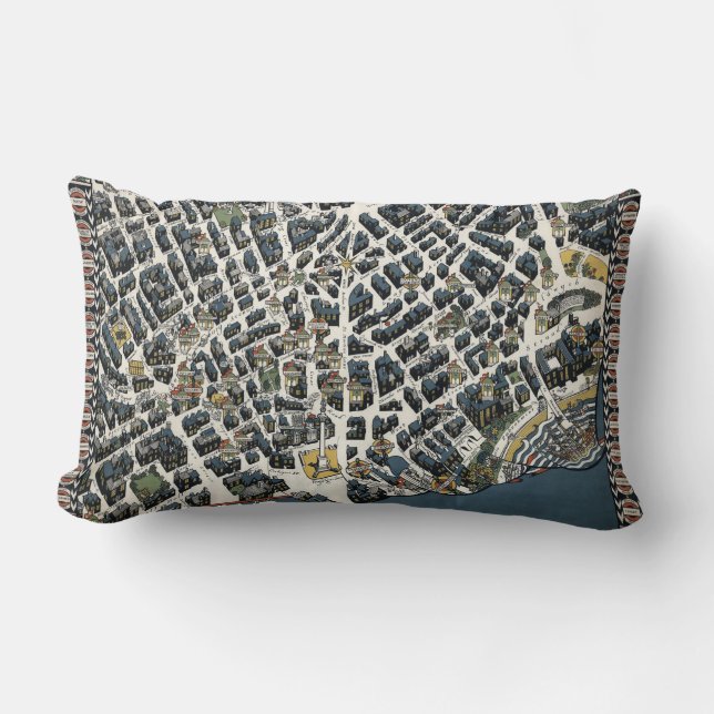 Vintage London Theatreland Map 1915 Lumbar Cushion (Front)