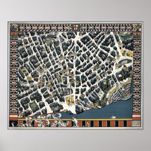 Vintage London Theatreland Map 1915 Poster (Front)