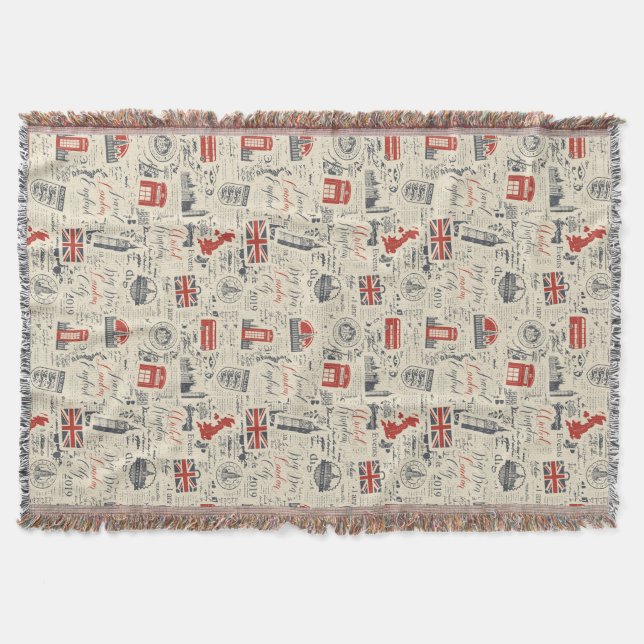Vintage London Throw Blanket (Front)