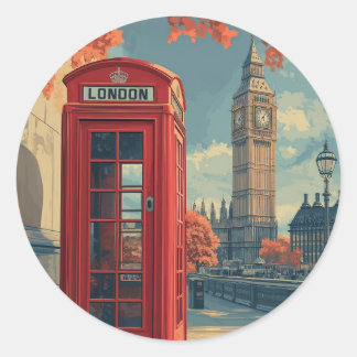 Vintage London Travel Classic Round Sticker