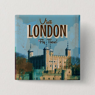Vintage London Travel Poster 15 Cm Square Badge