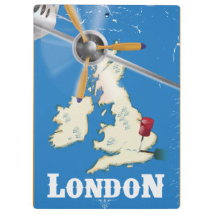 Vintage London Travel Poster Clipboard