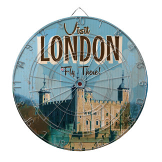 Vintage London Travel Poster Dartboard
