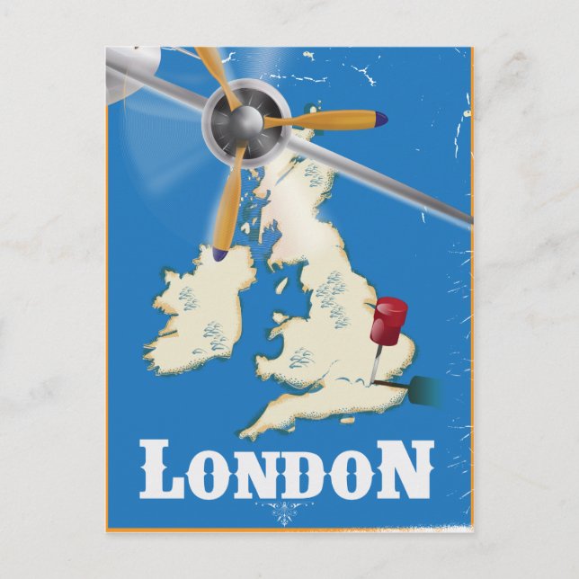 Vintage London Travel Poster Postcard (Front)