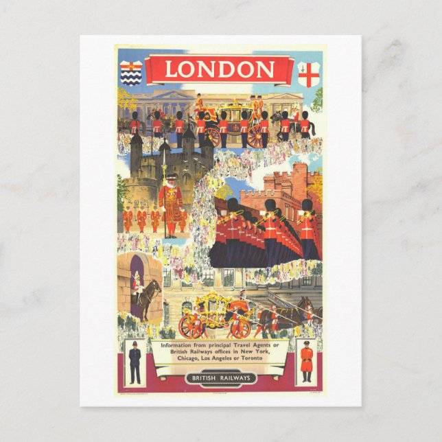 Vintage London Travel Poster Postcard (Front)