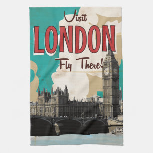Vintage London Travel Poster Tea Towel