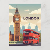 Vintage London with Big Ben and Red bus