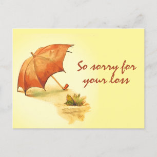 Vintage Lonely Frog with Umbrella Sympathy Postcard