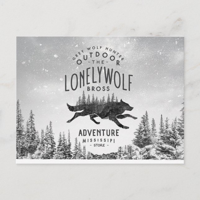 Vintage Lonely Wolf Adventure Mississipi Travel Postcard (Front)