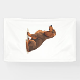 Vintage Long Haired Dachshund Back View Dog Illust Banner