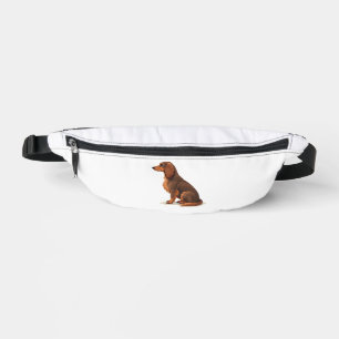 Vintage Long Haired Dachshund Back View Dog Illust Bum Bags