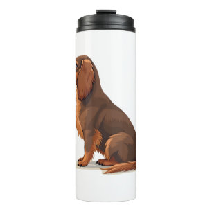 Vintage Long Haired Dachshund Back View Dog Illust Thermal Tumbler