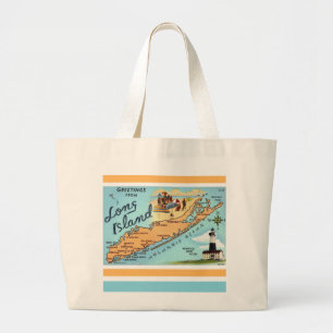Vintage Long Island Map Large Tote Bag