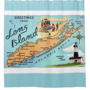Vintage Long Island Map Shower Curtain