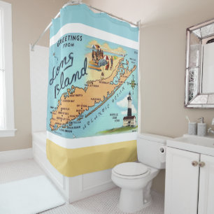 Vintage Long Island Map Shower Curtain